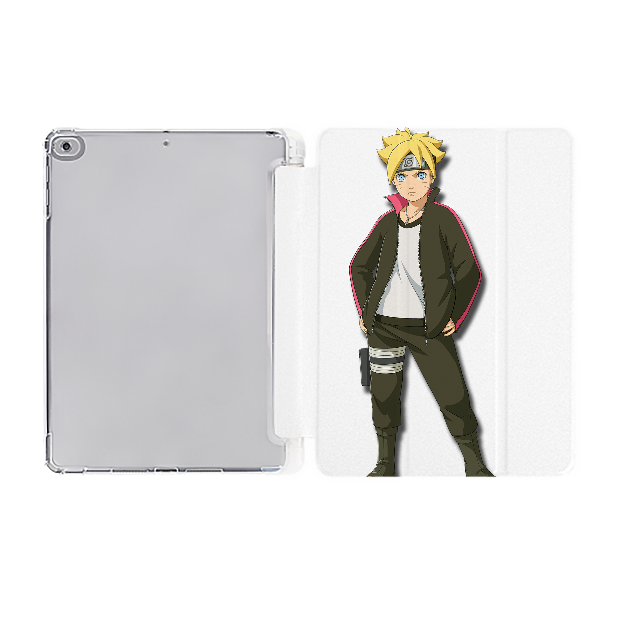 （画像用） NARUTO -ナルト- うずまき ボルト Uzumaki Boruto IPad ケース ペン収納付き 三つ折りスタンド PUレザー×シリコン 対応機種9.5/10.5/10.9インチ